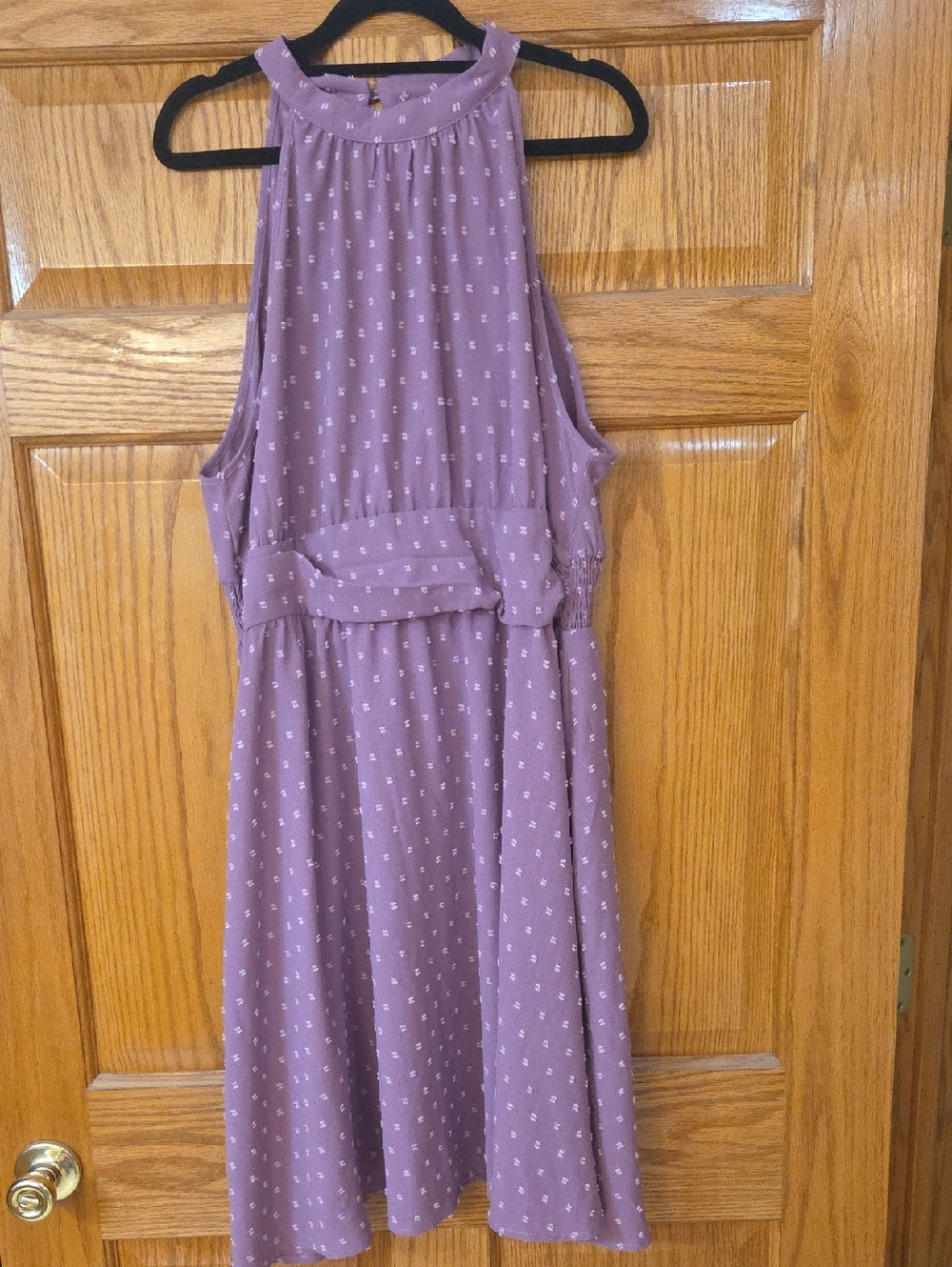 SHEIN Lavender Halter Dress with Tiny Lilac Dots